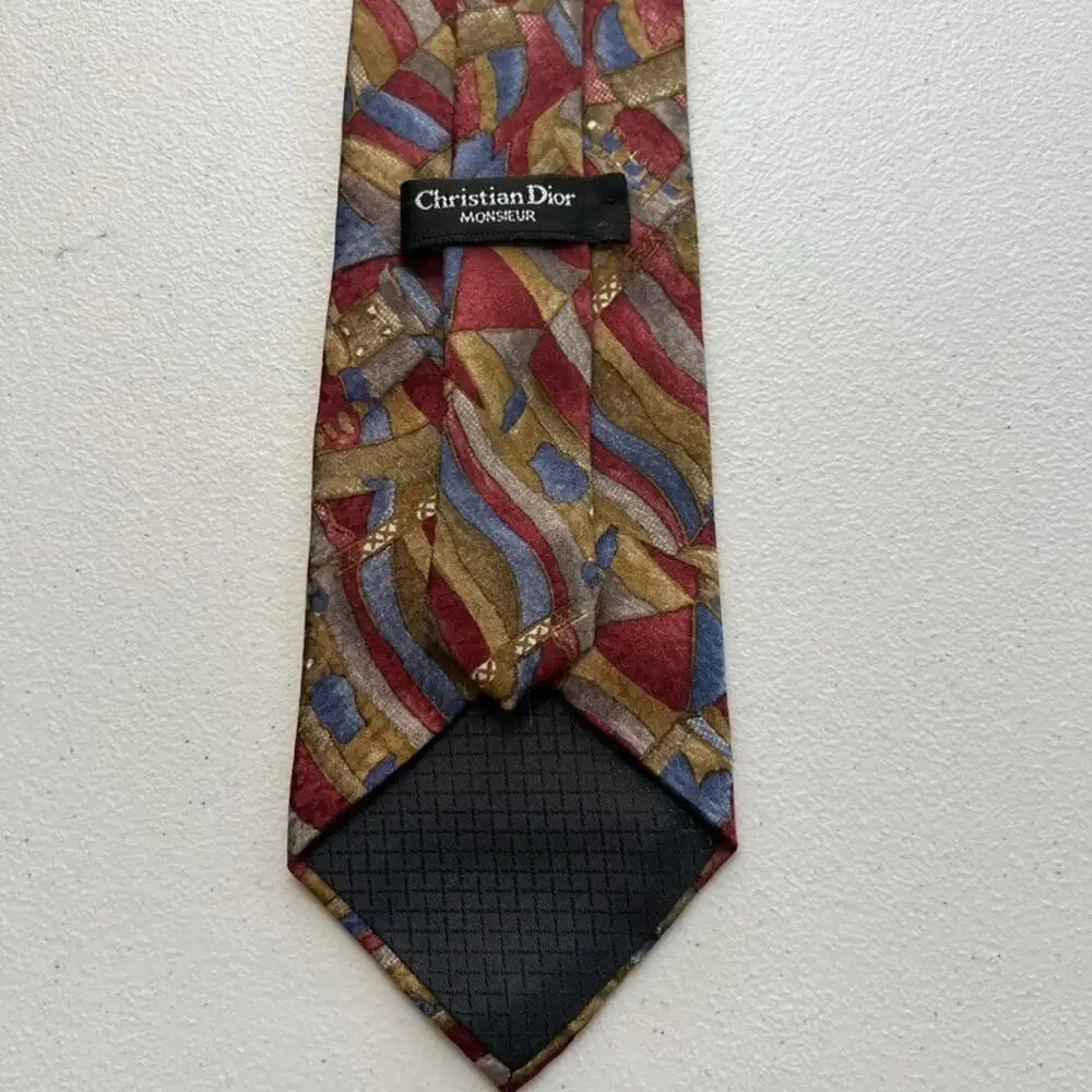 Christian Dior Monsieur Necktie Men's Abstract Mosaic Multicolor All Silk